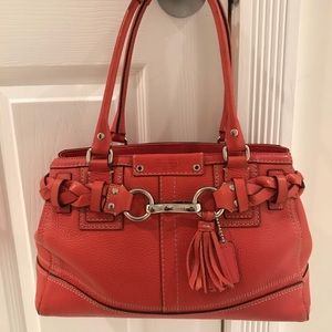 Coach Coral Pebbled Leather Hamilton Satchel Bag